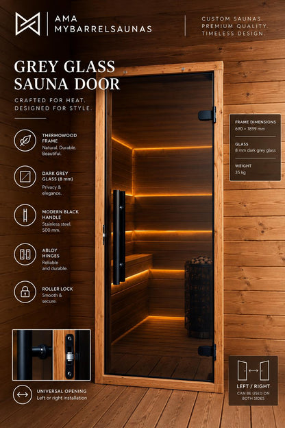Grey glass sauna door